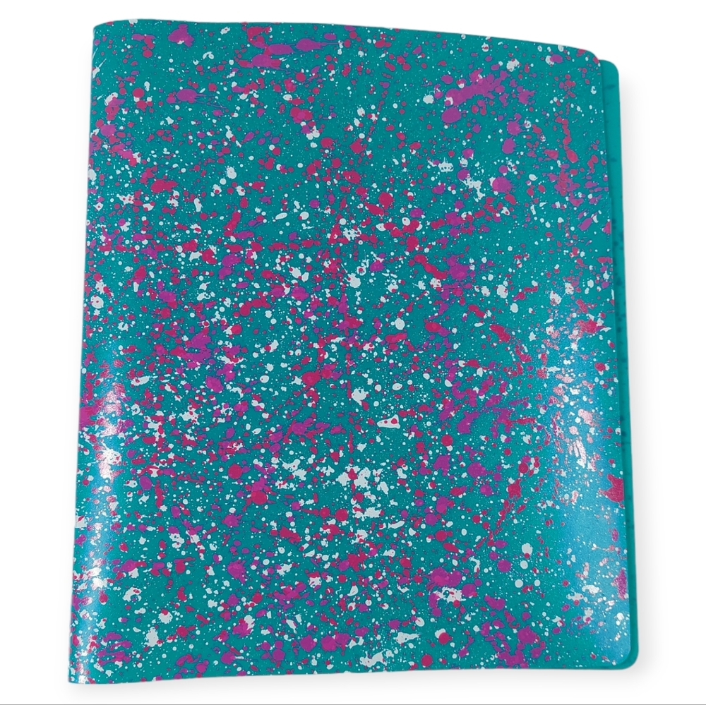 Vintage 3 Ring Binder Splatter Design W/ Inserts 80's 90's